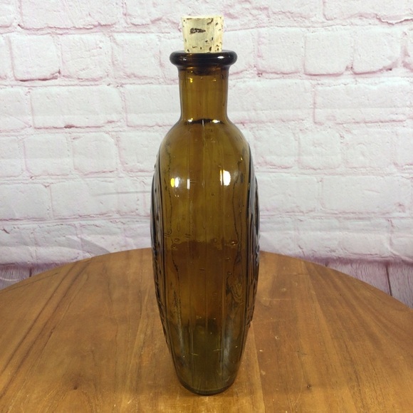 Vintage Wheaton Eagle and Lady Liberty Amber Glass Syrup Bottle with Cork Plug - Picture 6 of 9